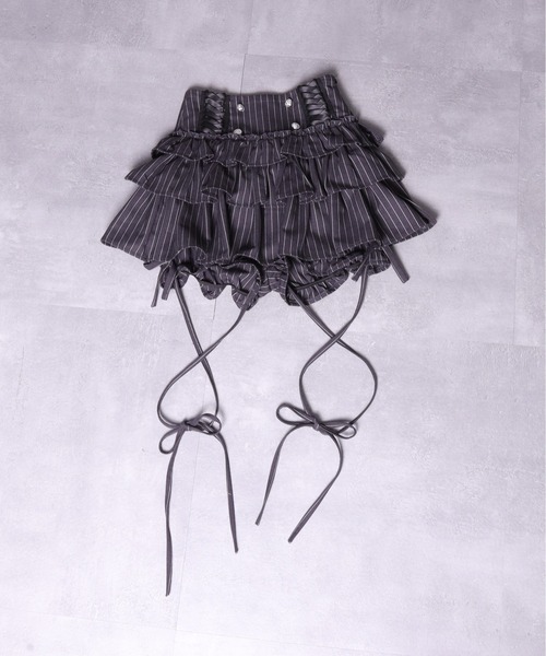 ハイウエストエンブレムボタン付きフリルパンツ（その他パンツ