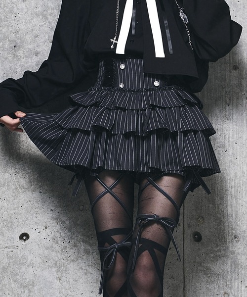 ハイウエストエンブレムボタン付きフリルパンツ（その他パンツ