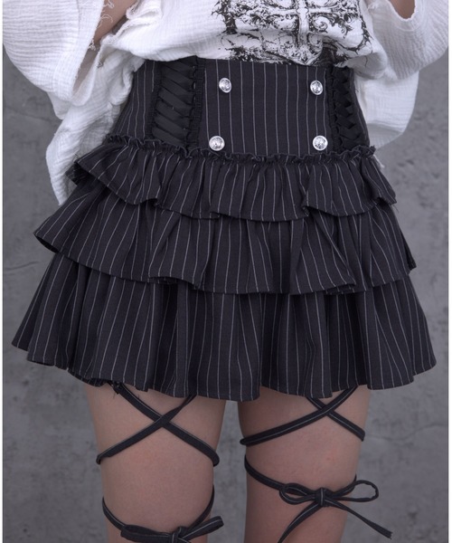 ハイウエストエンブレムボタン付きフリルパンツ（その他パンツ
