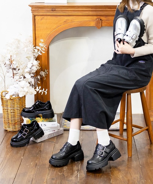 attagirl（アタガール）の「厚底ダブルストラップローファー（ローファー・レディース・ブラック/シルバー/ブラック系その他・LL/3L/S/M/L）」の4枚目の写真