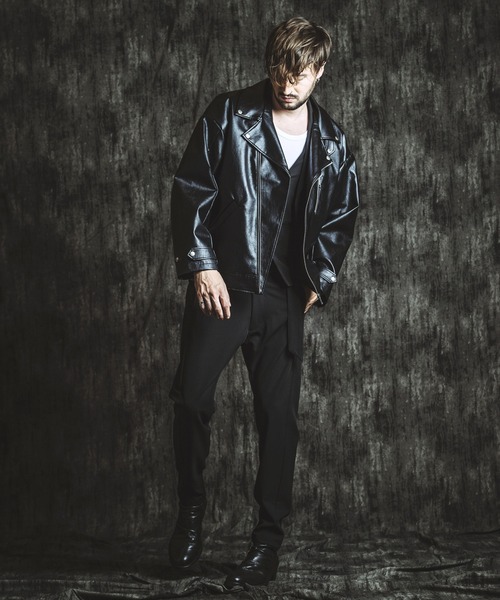 NO ID.(ノーアイディ)の「【NO ID.】Synthetic Leather Big Riders Jacket / シンセティック レザー ビッグ ライダース ジャケット(ライダースジャケット・メンズ・ブラック・ONE SIZE)」の11枚目の写真