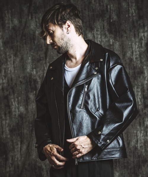 NO ID.(ノーアイディ)の「【NO ID.】Synthetic Leather Big Riders Jacket / シンセティック レザー ビッグ ライダース ジャケット(ライダースジャケット・メンズ・ブラック・ONE SIZE)」の14枚目の写真