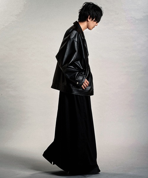 NO ID.(ノーアイディ)の「【NO ID.】Synthetic Leather Big Riders Jacket / シンセティック レザー ビッグ ライダース ジャケット(ライダースジャケット・メンズ・ブラック・ONE SIZE)」の21枚目の写真