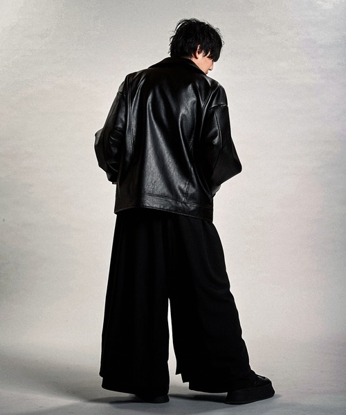 NO ID.(ノーアイディ)の「【NO ID.】Synthetic Leather Big Riders Jacket / シンセティック レザー ビッグ ライダース ジャケット(ライダースジャケット・メンズ・ブラック・ONE SIZE)」の22枚目の写真