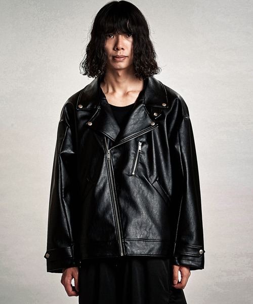 NO ID.(ノーアイディ)の「【NO ID.】Synthetic Leather Big Riders Jacket / シンセティック レザー ビッグ ライダース ジャケット(ライダースジャケット・メンズ・ブラック・ONE SIZE)」の17枚目の写真