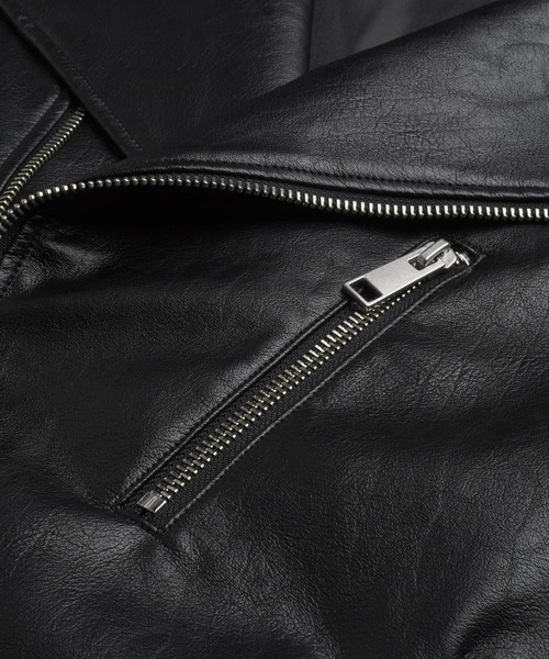 セール】【NO ID.】Synthetic Leather Big Riders Jacket