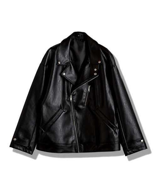 セール】【NO ID.】Synthetic Leather Big Riders Jacket