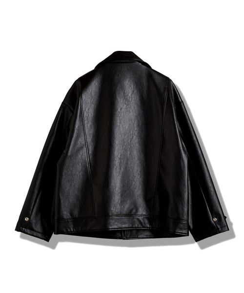 セール】【NO ID.】Synthetic Leather Big Riders Jacket