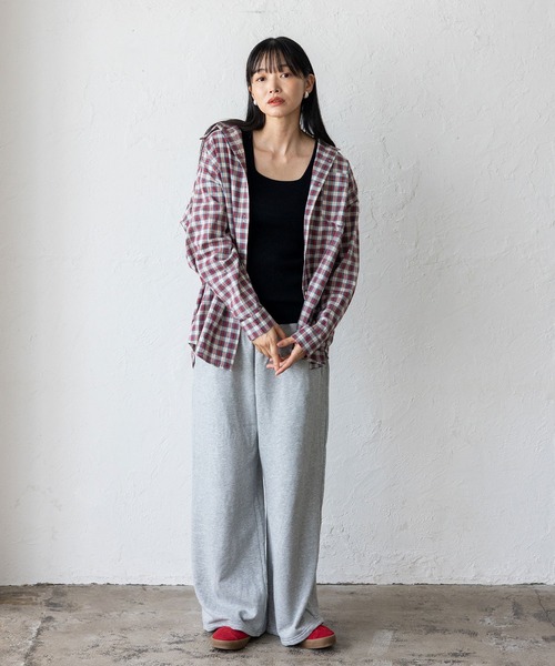 VitaFelice(ヴィータフェリーチェ)の「オーバーサイズタータンチェックシャツ(シャツ/ブラウス・レディース・ブラック/レッド/ブルー・FREE)」の21枚目の写真
