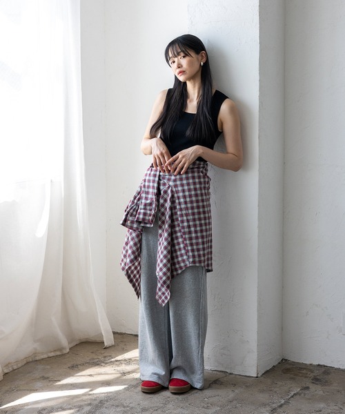VitaFelice(ヴィータフェリーチェ)の「オーバーサイズタータンチェックシャツ(シャツ/ブラウス・レディース・ブラック/レッド/ブルー・FREE)」の9枚目の写真
