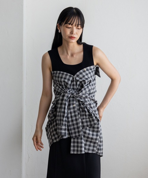 VitaFelice(ヴィータフェリーチェ)の「オーバーサイズタータンチェックシャツ(シャツ/ブラウス・レディース・ブラック/レッド/ブルー・FREE)」の15枚目の写真