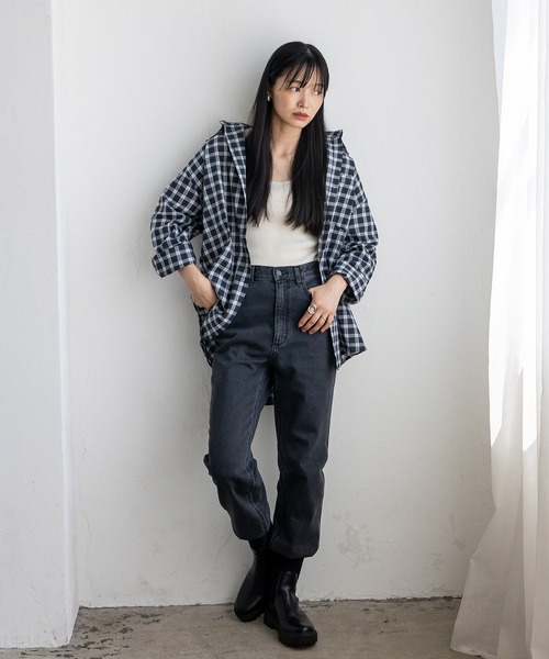 VitaFelice(ヴィータフェリーチェ)の「オーバーサイズタータンチェックシャツ(シャツ/ブラウス・レディース・ブラック/レッド/ブルー・FREE)」の19枚目の写真