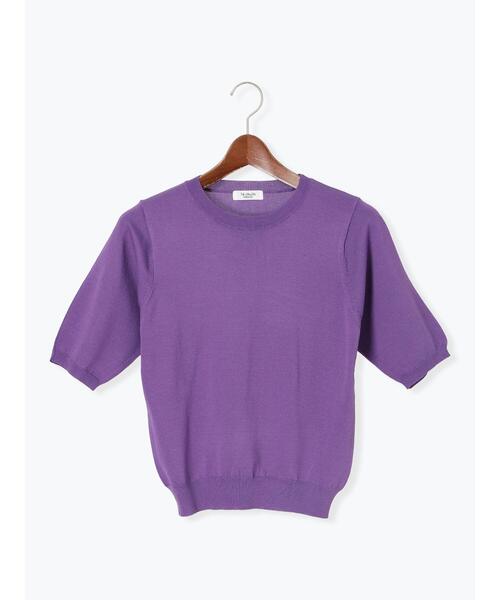 Te chichi TERRASSE（テチチテラス）の「ハーフスリーブニット（ニット/セーター・レディース・チャコールグレー/オフホワイト/ブラウン/パープル・F）」の4枚目の写真