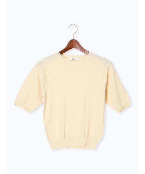 Te chichi TERRASSE（テチチテラス）の「ハーフスリーブニット（ニット/セーター・レディース・チャコールグレー/オフホワイト/ブラウン/パープル・F）」の2枚目の写真