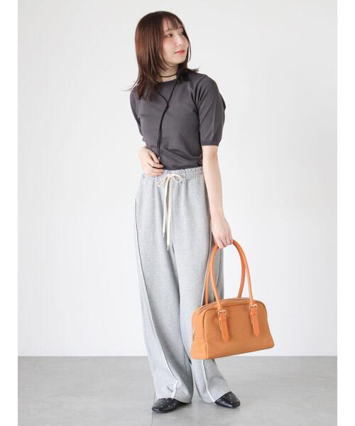 Te chichi TERRASSE（テチチテラス）の「ハーフスリーブニット（ニット/セーター・レディース・チャコールグレー/オフホワイト/ブラウン/パープル・F）」の6枚目の写真