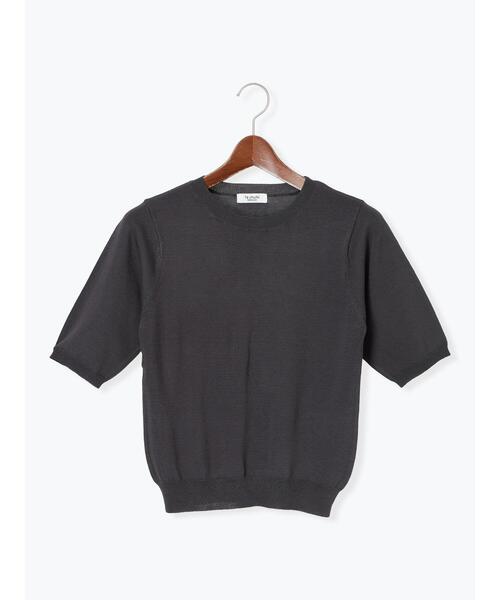 Te chichi TERRASSE（テチチテラス）の「ハーフスリーブニット（ニット/セーター・レディース・チャコールグレー/オフホワイト/ブラウン/パープル・F）」の8枚目の写真