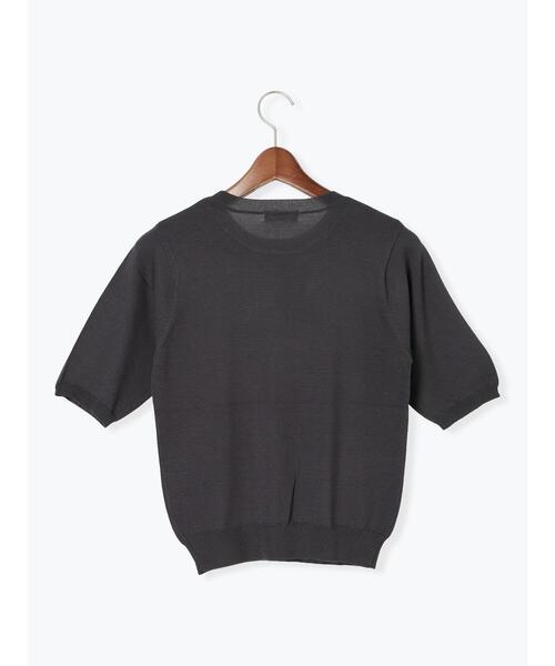 Te chichi TERRASSE（テチチテラス）の「ハーフスリーブニット（ニット/セーター・レディース・チャコールグレー/オフホワイト/ブラウン/パープル・F）」の9枚目の写真