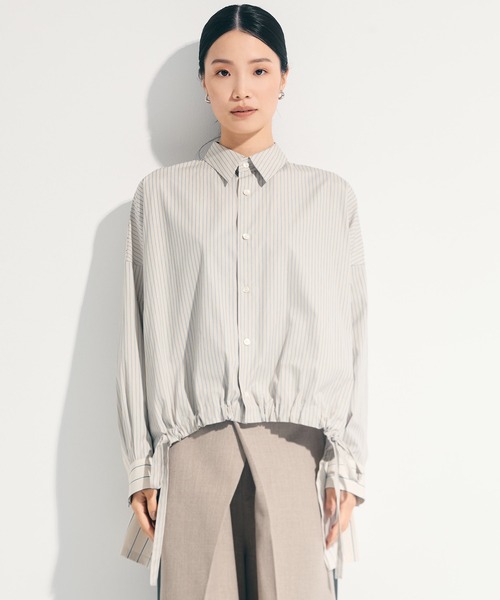 UJOH（ウジョー）の「【UJOH/ウジョー】《STUDIOUS別注》ドローコードストライプシャツ（シャツ/ブラウス・レディース・ベージュ/ライトブルー・2）」の8枚目の写真