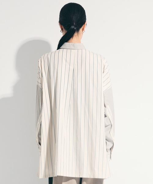 UJOH（ウジョー）の「【UJOH/ウジョー】《STUDIOUS別注》ドローコードストライプシャツ（シャツ/ブラウス・レディース・ベージュ/ライトブルー・2）」の11枚目の写真