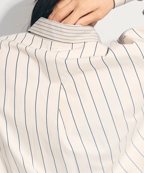 UJOH（ウジョー）の「【UJOH/ウジョー】《STUDIOUS別注》ドローコードストライプシャツ（シャツ/ブラウス・レディース・ベージュ/ライトブルー・2）」の16枚目の写真