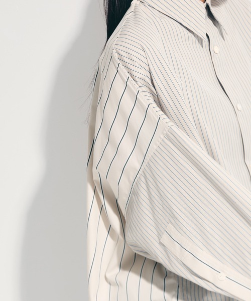 UJOH（ウジョー）の「【UJOH/ウジョー】《STUDIOUS別注》ドローコードストライプシャツ（シャツ/ブラウス・レディース・ベージュ/ライトブルー・2）」の17枚目の写真