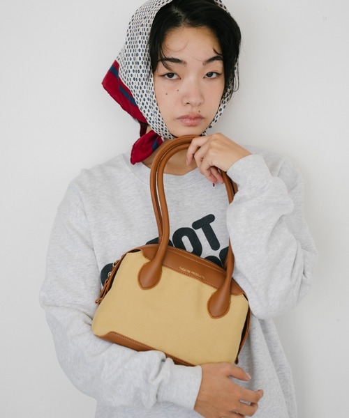 THEATRE PRODUCTS（シアタープロダクツ）の「キャンバスコンビハンドバッグM（ハンドバッグ・レディース・ブラウン/ブラック・FREE）」の2枚目の写真