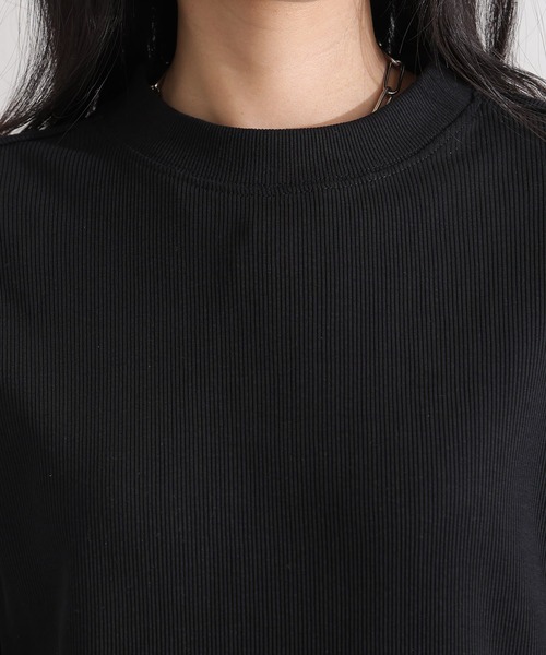 ElegChic（エレグシック）の「2×2リブ プチハイネック半袖Tシャツ（Tシャツ/カットソー・レディース・ホワイト/ブラック・M/L/XL/XXL/4L）」の11枚目の写真