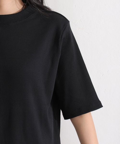 ElegChic（エレグシック）の「2×2リブ プチハイネック半袖Tシャツ（Tシャツ/カットソー・レディース・ホワイト/ブラック・M/L/XL/XXL/4L）」の12枚目の写真