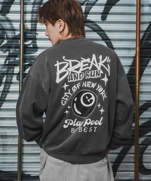 CVC半起毛スウェット バックプリント 長袖 トレーナー