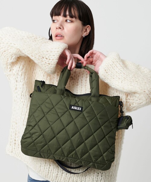 AIGLE(エーグル)の「<AIGLE>キルティング ショルダーバッグ 2WAY(ショルダーバッグ・レディース・オリーブ/ブラック・FREE)」の1枚目の写真