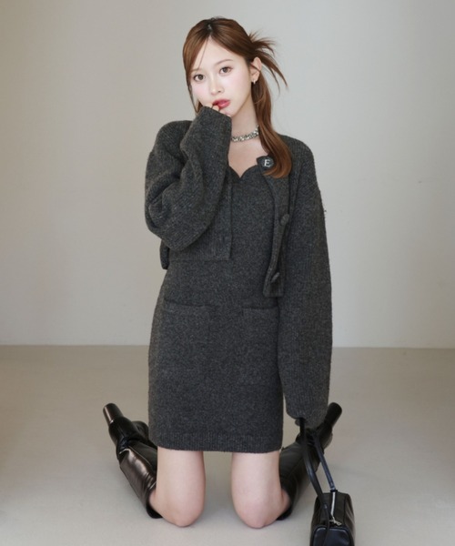 ロゴボタンニットセットワンピース（ワンピース）｜EIMY ISTOIRE