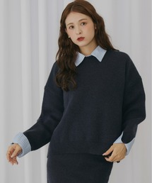 Olu. | ストライプシャツドッキングニット[セットアップ可能](ニット/セーター)