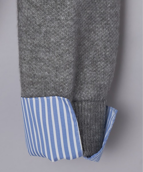 Olu.（オルドット）の「ストライプシャツドッキングニット[セットアップ可能]（ニット/セーター・レディース・ネイビー/グレー・FREE）」の18枚目の写真
