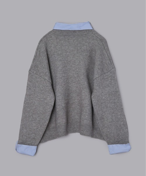 Olu.（オルドット）の「ストライプシャツドッキングニット[セットアップ可能]（ニット/セーター・レディース・ネイビー/グレー・FREE）」の19枚目の写真