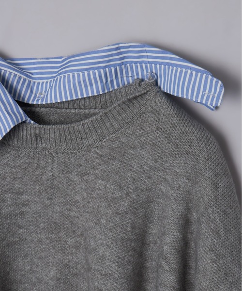 Olu.（オルドット）の「ストライプシャツドッキングニット[セットアップ可能]（ニット/セーター・レディース・ネイビー/グレー・FREE）」の20枚目の写真