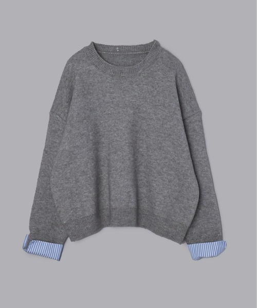 Olu.（オルドット）の「ストライプシャツドッキングニット[セットアップ可能]（ニット/セーター・レディース・ネイビー/グレー・FREE）」の21枚目の写真