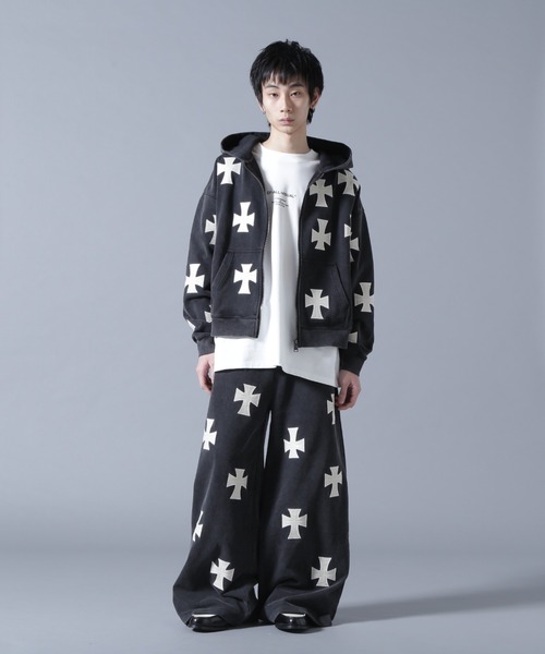 UNKNOWN LONDON（アンノウン・ロンドン）の「UNKNOWNLONDON/アンノウンロンドン/LHP別注 Leather Cross  Zip Hoodie（パーカー・メンズ・ブラック/ホワイト・M/L/XL）」の20枚目の写真