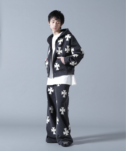 UNKNOWN LONDON（アンノウン・ロンドン）の「UNKNOWNLONDON/アンノウンロンドン/LHP別注 Leather Cross  Zip Hoodie（パーカー・メンズ・ブラック/ホワイト・M/L/XL）」の21枚目の写真