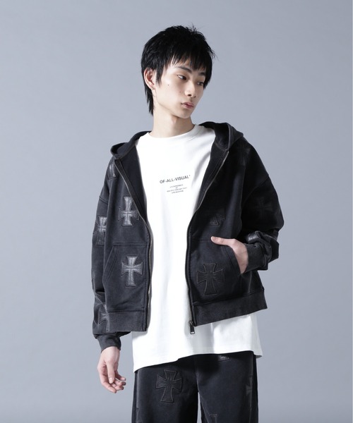 UNKNOWNLONDON/アンノウンロンドン/LHP別注 Leather Cross Zip Hoodie