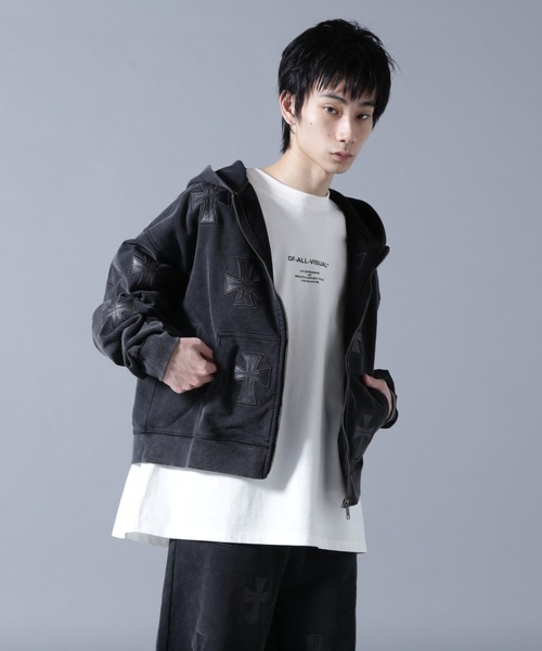 UNKNOWNLONDON/アンノウンロンドン/LHP別注 Leather Cross Zip Hoodie