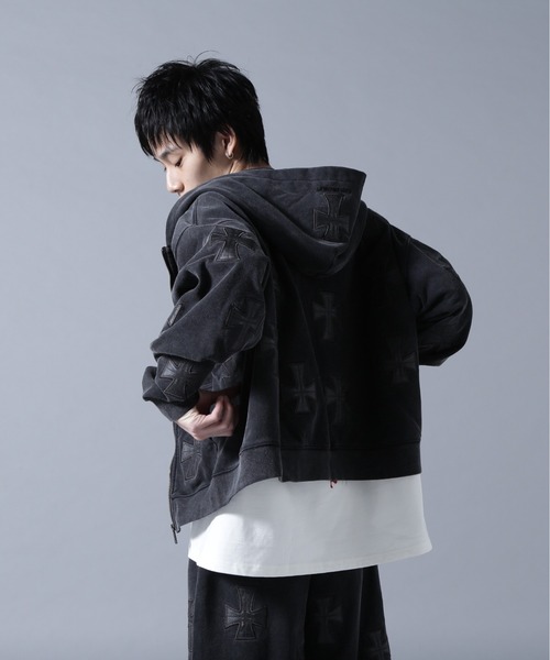 UNKNOWNLONDON/アンノウンロンドン/LHP別注 Leather Cross Zip Hoodie