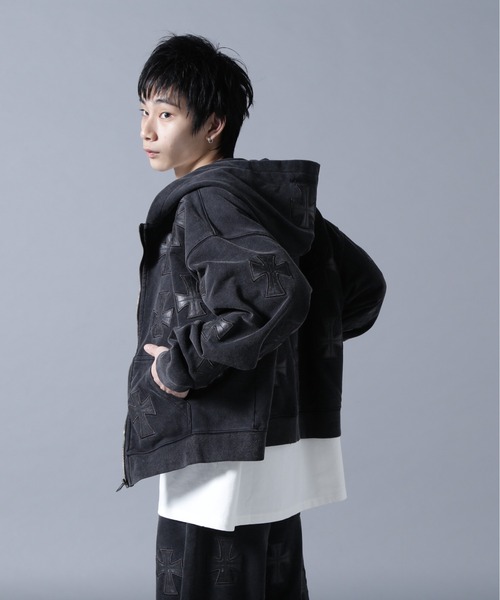 UNKNOWNLONDON/アンノウンロンドン/LHP別注 Leather Cross Zip Hoodie