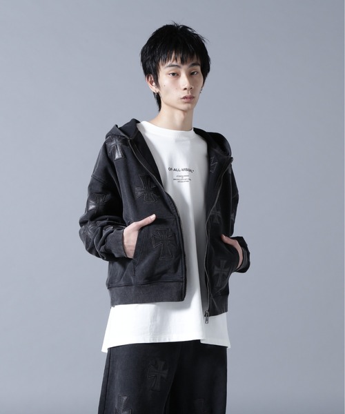 UNKNOWNLONDON/アンノウンロンドン/LHP別注 Leather Cross Zip Hoodie