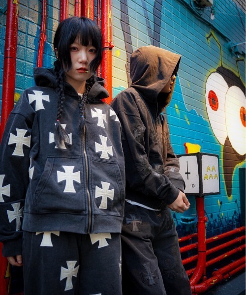 UNKNOWNLONDON/アンノウンロンドン/LHP別注 Leather Cross Zip Hoodie