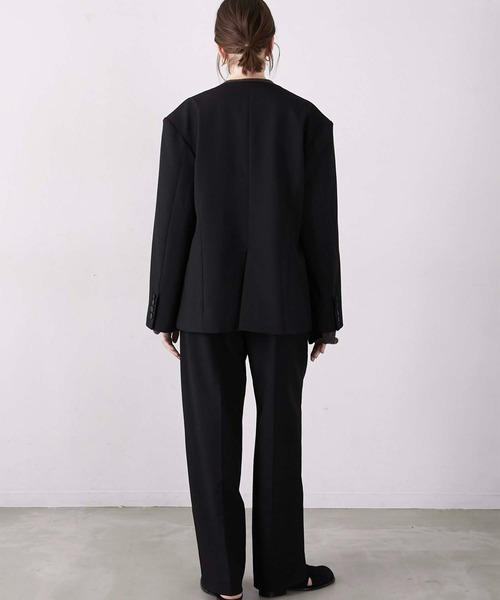 セール】【LA PEAU DE GEM】no collar hole jacket/ノーカラーホール