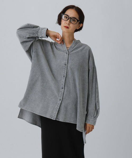 LEPSIM（レプシィム）の「加工コーデュロイシャツチュニック　598092（シャツ/ブラウス・レディース・グレー系その他/ベージュ系その他・FREE）」の4枚目の写真