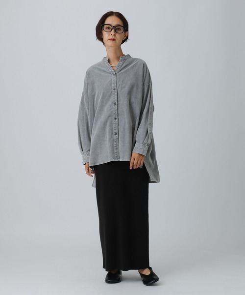 LEPSIM（レプシィム）の「加工コーデュロイシャツチュニック　598092（シャツ/ブラウス・レディース・グレー系その他/ベージュ系その他・FREE）」の8枚目の写真