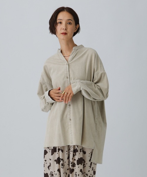 LEPSIM（レプシィム）の「加工コーデュロイシャツチュニック　598092（シャツ/ブラウス・レディース・グレー系その他/ベージュ系その他・FREE）」の9枚目の写真