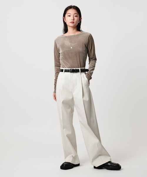 MARW UNITED ARROWS（マルゥ ユナイテッドアローズ）の「＜MARW UNITED ARROWS＞シアー ベロア ロングスリーブ カットソー（Tシャツ/カットソー・レディース・ナチュラル/モカ/ネイビー・FREE）」の5枚目の写真