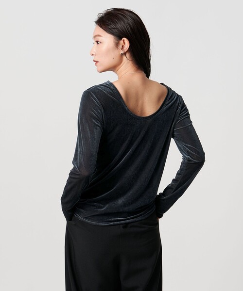 MARW UNITED ARROWS（マルゥ ユナイテッドアローズ）の「＜MARW UNITED ARROWS＞シアー ベロア ロングスリーブ カットソー（Tシャツ/カットソー・レディース・ナチュラル/モカ/ネイビー・FREE）」の8枚目の写真